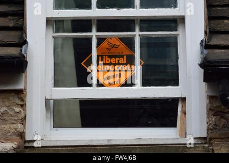 STAMFORD, LINCOLNSHIRE, UK - MAY 24 2014 Liberal Democrats 'Winning Here'. A campaign message for the UK General Election Stock Photo