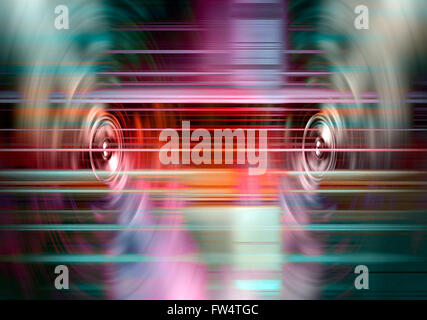 Audio speakers with blurred light streaks Stock Photo
