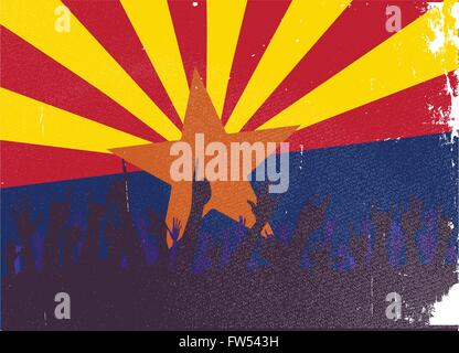 Audience happy reaction with Arizona State flag background Stock Vector