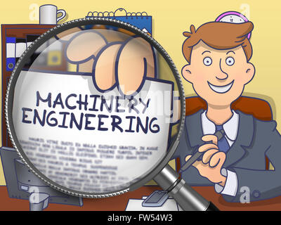 Machinery Engineering through Lens. Doodle Concept. Stock Photo