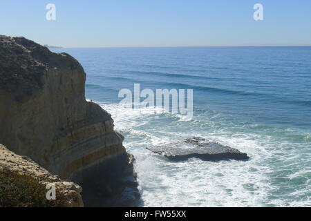 Flat Rock on Pacific Ocean San Diego Stock Photo