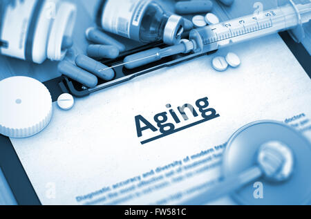 Aging Diagnosis. Medical Concept. 3D Render. Stock Photo