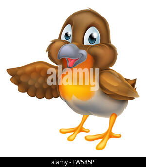 A cartoon robin bird character pointing with their wing Stock Photo