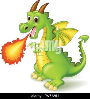 Cartoon dragon posing with fire Stock Vector