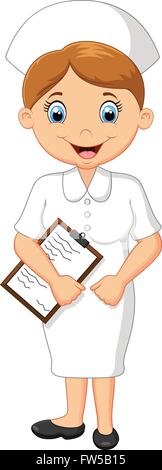 Cartoon beautiful nurse with clipboard Stock Vector Image & Art - Alamy