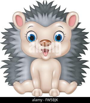 Cute baby hedgehog sitting isolated on transparent background Stock Vector