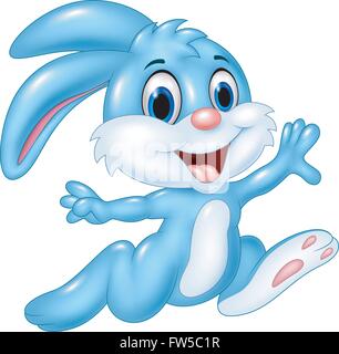 Cartoon happy bunny running isolated on white background Stock Vector