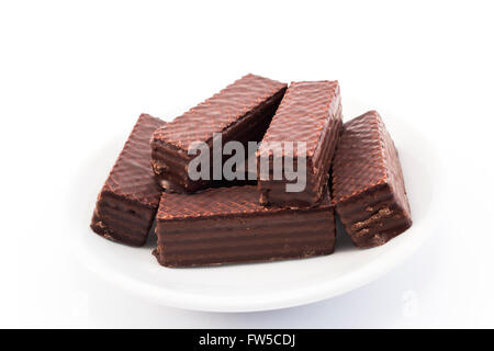 Chocolate wafers isolated on white. Stock Photo
