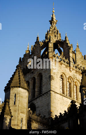 St. Giles Cathedral, High Kirk, Edinburgh, Scotland, cathedral spire: the Crown of Scotland, The Royal Mile, Stock Photo