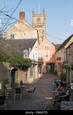 Cafe in the Old Post Office arcade off Castle Street, Cirencester, Gloucestershire, UK Stock Photo
