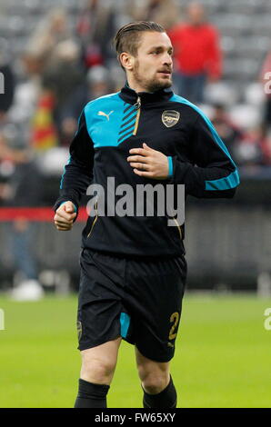 Mathieu Debuchy in action during the match Champions League Bayern ...