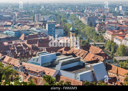 Graz aerial downtown cityscape, Austria Stock Photo