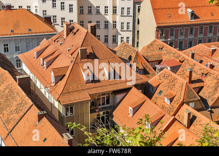 Graz aerial downtown cityscape, Austria Stock Photo