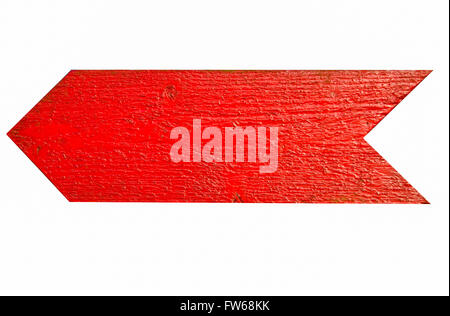 Red wooden arrow sign isolated on white Stock Photo
