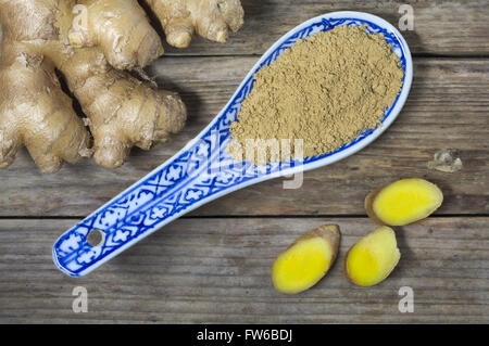 Ginger powder on a spoon Stock Photo
