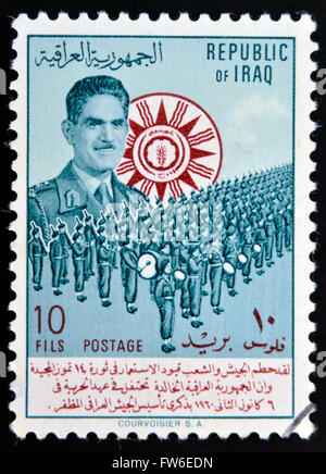 IRAQ - CIRCA 1949: A stamp printed in Iraq shows image of a marching band, circa 1949 Stock Photo