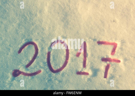 2017 on the snow for the new year and Christmas Stock Photo