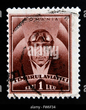 ROMANIA - CIRCA 1932: A stamp printed in Romania shows pilot, circa 1932 Stock Photo