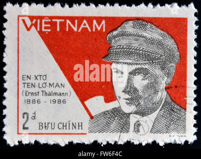 VIETNAM - CIRCA 1987: A stamp printed in Vietnam shows  portrait of Ernst Thalmann , circa 1987 Stock Photo