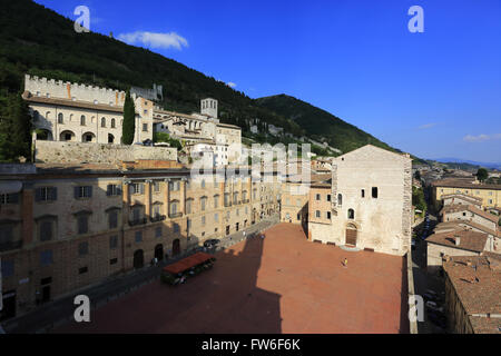 Piazza Grande in medieval town of Gubbio, Umbria,Italy Stock Photo