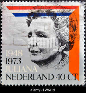 HOLLAND - CIRCA 1973: A stamp printed in the Netherlands for the silver jubilee of the reign of Queen Juliana, circa 1973