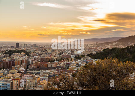 Panoramic view of Barcelona from Park Guell in a summer day in Spain Stock Photo