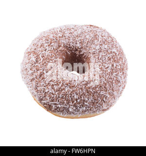 Donut in chocolate frosting and coconut flakes Stock Photo