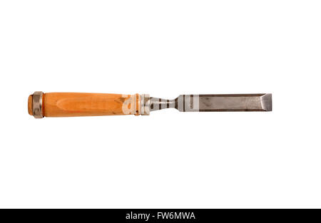 old wood chisel on a white background cutout Stock Photo