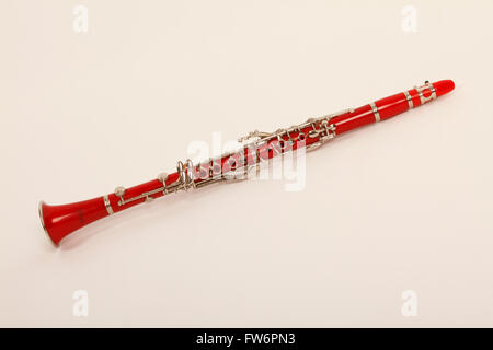 Red B flat clarinet, made by Windsor Stock Photo