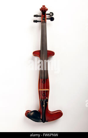 Skeleton violin. Wooden acoustic instrument used for practice or with an electric pick up Stock Photo