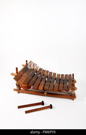 An African Marimba, Balafon or Balafo, with gourd resonators.. An African  percussion instrument made from wood - generic Stock Photo