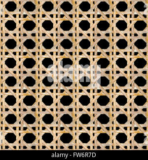 HD seamless Vienna caned straw artwork on black background Stock Photo