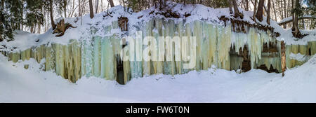 Ice formations created by water seeps at Eben Ice Caves in Hiawatha National Forest, Upper Peninsula, Michigan, USA Stock Photo