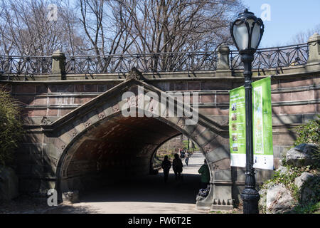 Greywacke Arch Central Park Underpass, NYC Stock Photo