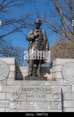 Dr. J. Marion Sims Statue, Central Park, NYC, USA Stock Photo