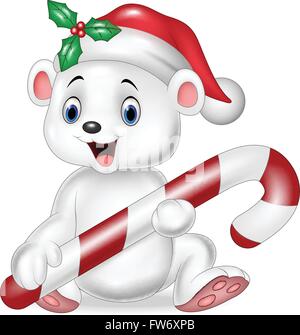 A sitting teddy bear in a Santa Claus hat. Christmas vector clipart ...
