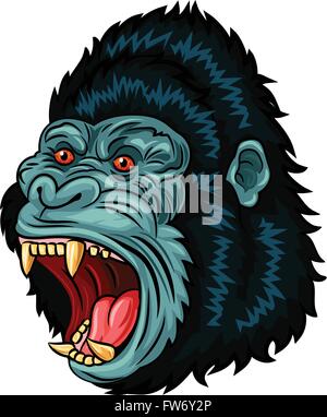 Angry gorilla. Aggressive big monkey. irritated wild animal. logo for