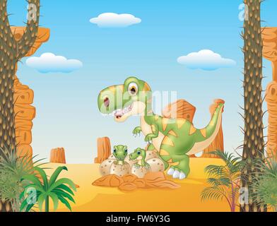 Cartoon Mother dinosaur with baby hatching Stock Vector Image & Art - Alamy