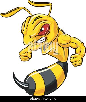 Cartoon bee mascot character isolated on white background Stock Vector