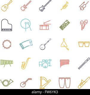 Musical Instruments Line Icon Set Stock Vector