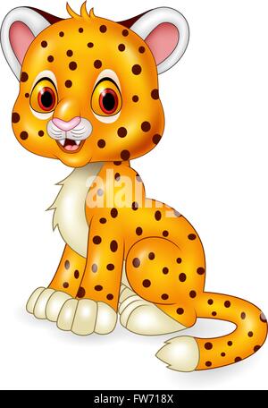 Cute baby cheetah cartoon isolated on white background Stock Vector ...