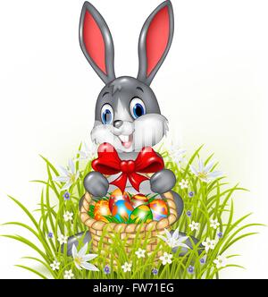 Easter bunny with bucket of eggs Stock Vector