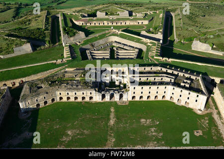 AERIAL VIEW. Sant Ferran Castle. Figueres, Costa Brava, Province of Girona, Catalonia, Spain. Stock Photo