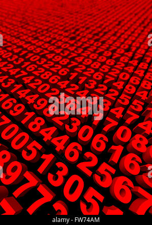 Numbers / 3D render of mass of numbers, easy to colorize Stock Photo