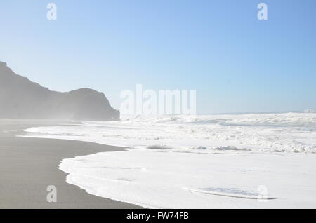 Waves crashing on a beach along the Pacific Coast Highway in Northern California USA. Stock Photo
