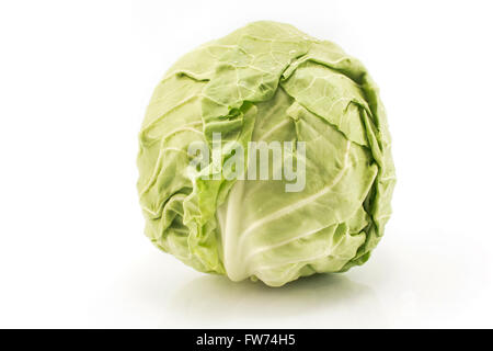 Fresh spring cabbage isolated on white. Stock Photo