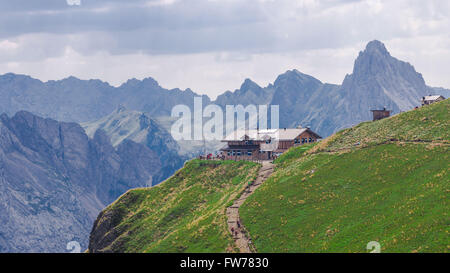 view from the trail Viel dal Pan over the glacier of the Marmolada in the Dolomites Stock Photo
