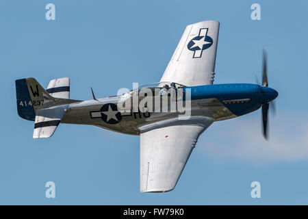 North American Aviation P-51D Mustang World War II fighter aircraft (F-AZXS) “Moonbeam McSwine”. Stock Photo