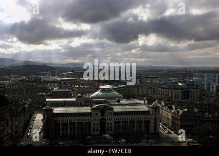 View over Castle Terrace from Edinburgh Castle, Lothian, Scotland Stock Photo