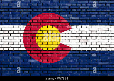 flag of Colorado painted on brick wall Stock Photo